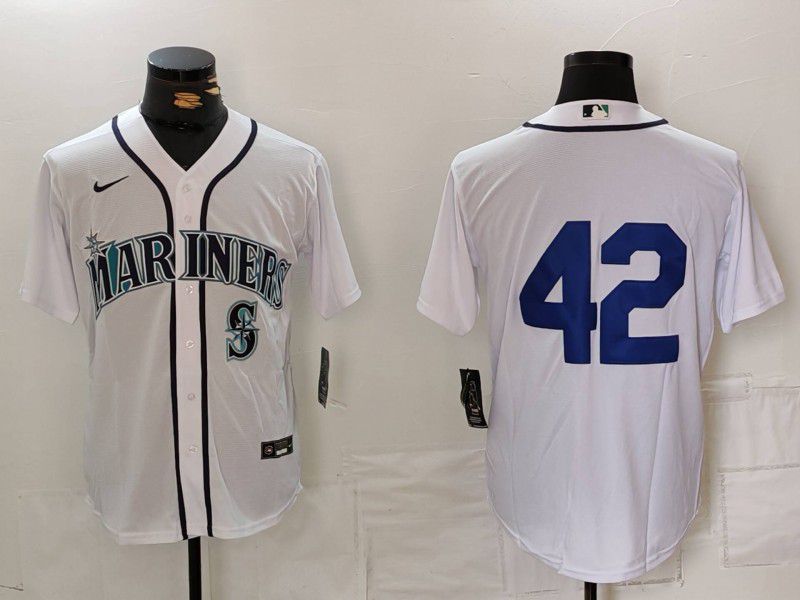 Men Seattle Mariners #42 No Name White Game 2024 Nike MLB Jersey style 3->seattle mariners->MLB Jersey